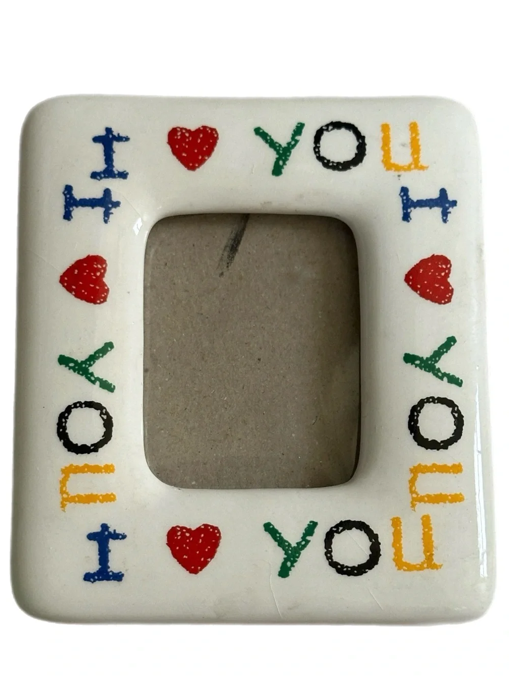 Vintage Fridge Magnet Colorful I Love You Ceramic Picture Frame Square 3.5